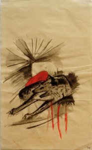 Liggende hyena (liggende wolf) door Franz Marc