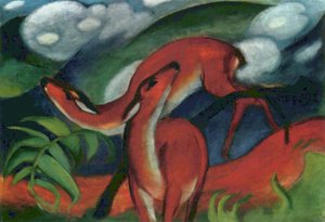 Rode herten II door Franz Marc