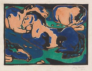 Rustende paarden, 1911-1912 door Franz Marc