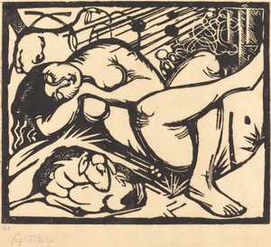 Slapende herderin (Schlafende Hirtin) door Franz Marc
