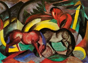 Drie paarden, 1912 door Franz Marc