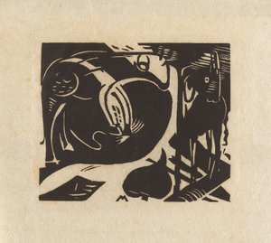 Twee Mythische Dieren door Franz Marc