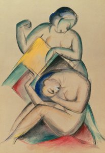 Twee naakte vrouwen, ca. 1910-15 door Franz Marc