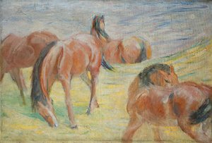 Grazende paarden I door Franz Marc