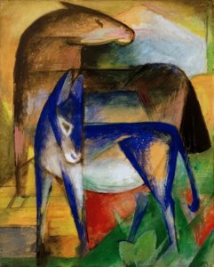 Twee blauwe ezels door Franz Marc