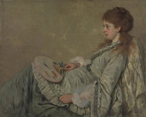 Portret van de vrouw van de kunstenaar door Franz Otto Scholderer