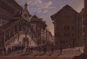 De Grote Raad van Bern verlaat het Stadhuis door Franz Schmidt