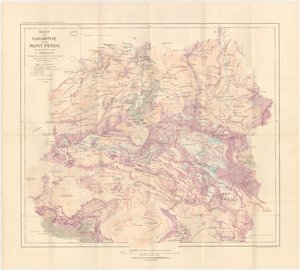 Kaart van het massief van Gavarnie en de verloren berg, uitgegeven in 1914 door Franz Schrader