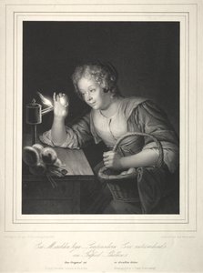 Meisje dat eieren controleert, 1840 door Franz Seraph Hanfstaengl