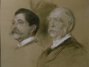 Otto von Bismarck en zijn zoon Herbert, staatssecretaris van Buitenlandse Zaken van 1860-90, 1892