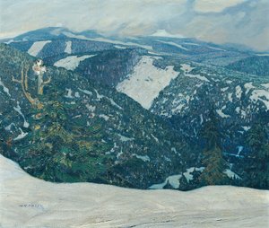Isergebergte landschap door Franz Wilhelm Jäger