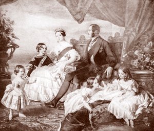 Koningin Victoria met prins Albert en hun kinderen, uit 