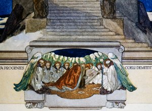 En nieuw nageslacht daalt neer uit de hemel, Vagevuur, canto XXII, Goddelijke Komedie van Dante Alighieri, illustratie door Franz von Bayros (1866-1924), Wenen door Franz von  Bayros