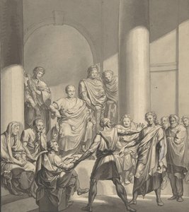 Vergadering van Romeinse Figuren, uit Regulus, een toneelstuk van Collin door Franz von Hauslab