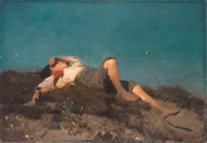 Duits: Hirtenknabe Een herdersjongen door Franz von Lenbach