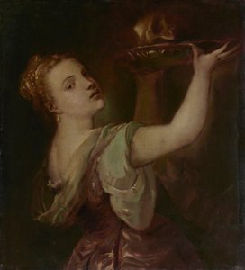 Kopie naar Titiaan: Lavinia als Salome door Franz von Lenbach