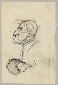 Portretstudie van een Kardinaal, verso: Muildier in Achteraanzicht (?) door Franz von Lenbach