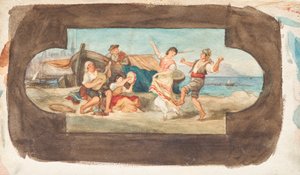 De dans van de Italianen - Ontwerp van een plafondschildering door Franz von Matsch