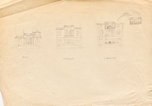 Ontwerpschetsen voor Matschs Ateliervilla - Tuingevel