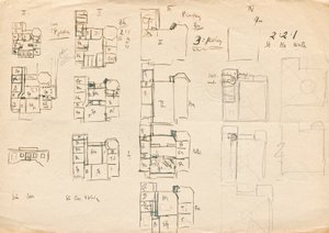 Ontwerpschetsen voor Matschs Ateliervilla - Plattegronden door Franz von Matsch