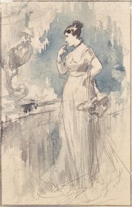 Dame in langem Kleid door Franz von Persoglia
