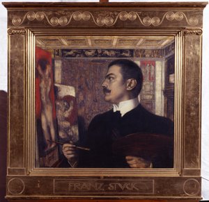 Zelfportret bij de ezel door Franz von Stuck