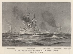 Het Britse squadron naar de Perzische Golf gestuurd door Fred T. Jane