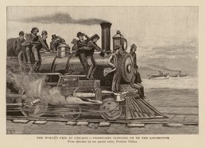 Passagiers klampen zich vast aan de locomotief op de World