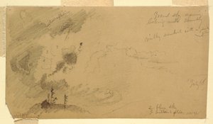 Bewolkte Avondlucht boven een Heuvelrug door Frederic Edwin Church