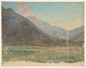 Diepe vallei, met zonsondergang verlichte wolken door Frederic Edwin Church