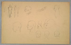 Tekening, Anatomische studies, 1865-70 door Frederic Edwin Church