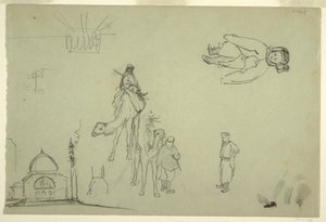 Tekening, Architectuur en Figuur, 1868 door Frederic Edwin Church