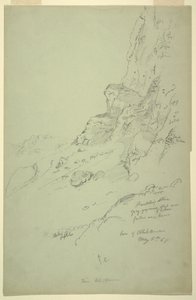 Tekening, voet van heuvel ten westen van Suk Wadi, Barada, 4 mei 1868