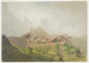 Tekening, Basis van de Amerikaanse waterval, Niagara, 1856-58 door Frederic Edwin Church
