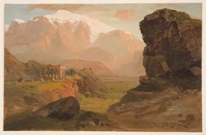 Tekening, Bashan Fantasie, april 1869 door Frederic Edwin Church