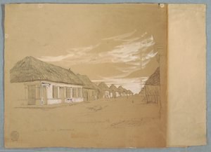 Tekening, Calle de Commerce, Barranquilla, Colombia, mei 1853 door Frederic Edwin Church