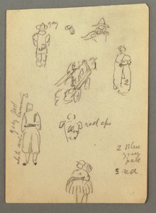 Tekening, kar, figuurstudies, mogelijk 1868 door Frederic Edwin Church