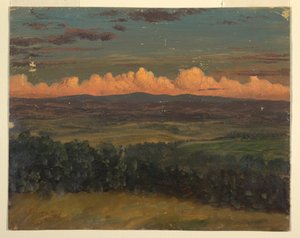 Tekening, Catskills vanaf Hudson, New York, 1870-80 door Frederic Edwin Church