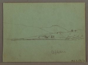 Tekening, Cephalonia, Griekenland, april 1869 door Frederic Edwin Church