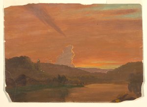 Tekening, Wolkenstudie bij zonsondergang, 1850-60 door Frederic Edwin Church