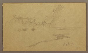 Tekening, Wolken en kust, "Bloxburgh", augustus 1865 door Frederic Edwin Church