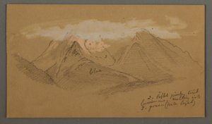 Tekening, Wolken boven bergtoppen, mogelijk 1868