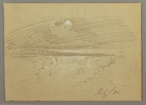 Tekening, bewolkte lucht, juli 1870 door Frederic Edwin Church
