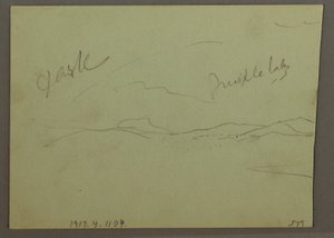 Tekening, Bewolkte lucht, heuvel, 1870