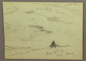 Tekening, Bewolkte lucht, heuvel, 1870 door Frederic Edwin Church