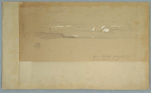 Tekening, Bewolkte lucht boven heuvelachtig en bebost gebied, mogelijk 1857 door Frederic Edwin Church