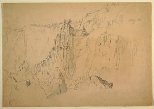 Tekening, Kust met steile rotsen, augustus 1885 door Frederic Edwin Church
