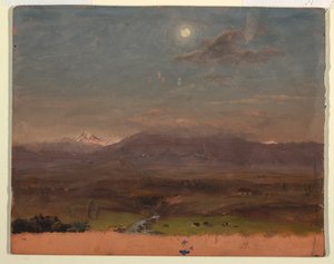 Tekening, Colombia of Ecuador, bergen, maanlicht, 1853 of 1857
