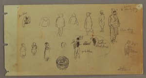 Tekening, kostuum- en figuurschetsen, mogelijk 1869 door Frederic Edwin Church