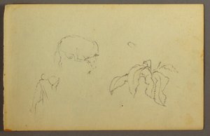 Tekening, Koe krabt aan haar hoofd, bladplant, mogelijk 1844 door Frederic Edwin Church